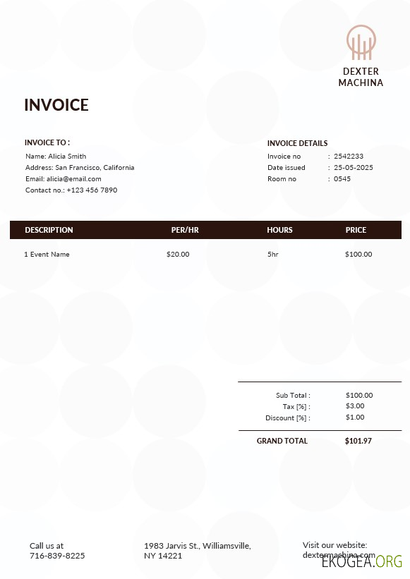 Modèle de facture de groupe de musique